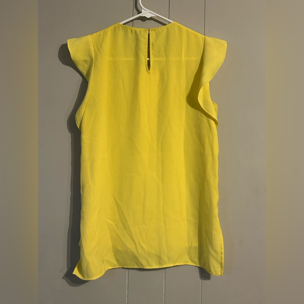 Zara Yellow Cap Sleeve Pleated Blouse - Picture 3 of 3